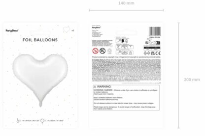 BALON FOLIOWY SERCE BIAŁE 75x64,5cm - obrazek 4