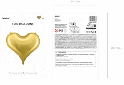 BALON FOLIOWY SERCE ZŁOTE 75x64,5cm - obrazek 4