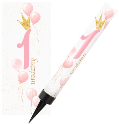 FONTANNA TORTOWA / 1 URODZINY RÓŻOWA / 12cm / 1szt / - obrazek 2