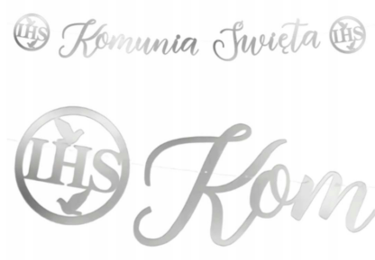 BANER KOMUNIA ŚWIĘTA SREBRNY 150cm