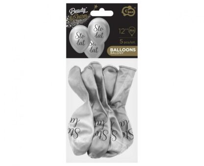 BALONY B&C “STO LAT” SREBRNE PLATYNA 5szt - obrazek 2