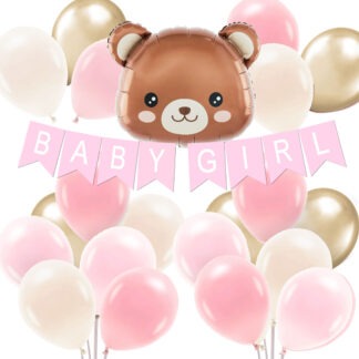 ZESTAW NA BABYSHOWER Z MISIEM / kolor: RÓŻOWY BABY GIRL