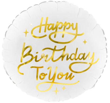 BALON FOLIOWY ”HAPPY BIRTHDAY TO YOU” BIAŁY 35cm