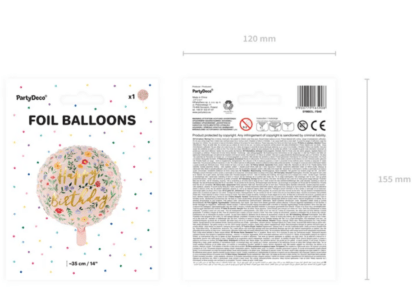 BALON FOLIOWY HAPPY BIRTHDAY JASNY RÓŻ KWIATY 35cm - obrazek 4