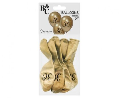 BALONY B&C ”30” ZŁOTE PLATYNOWE 5szt - obrazek 3