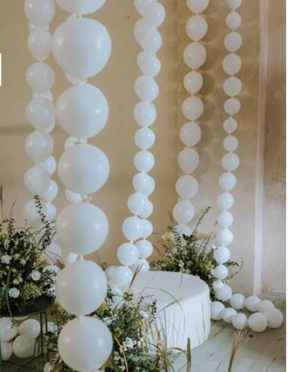BALONY Z ŁĄCZNIKIEM BIAŁY 33cm 20szt - obrazek 2
