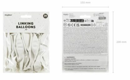 BALONY Z ŁĄCZNIKIEM BIAŁY 33cm 20szt - obrazek 4