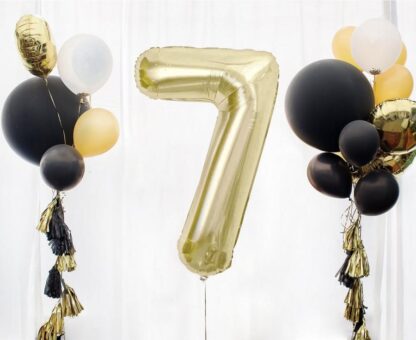 BALON CYFRA 7 85cm SZAMPAŃSKI ZŁOTY - obrazek 2