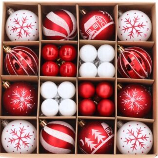 BOMBKI CZERWONY BIAŁY 3-6cm 44szt