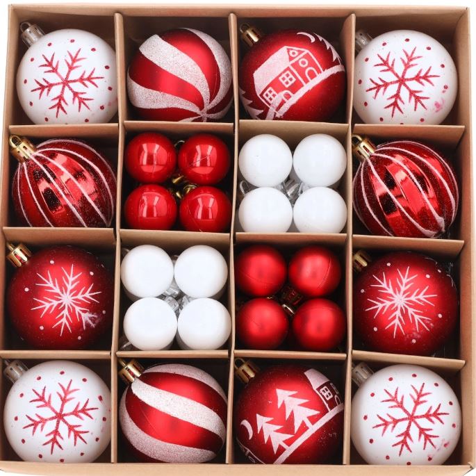 BOMBKI CZERWONY BIAŁY 3-6cm 44szt