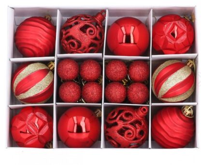 BOMBKI CZERWONE MIX WZORÓW 26szt