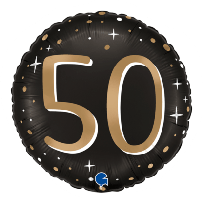 BALON FOLIOWY 50 KOŁO CZARNO- ZŁOTY 45cm