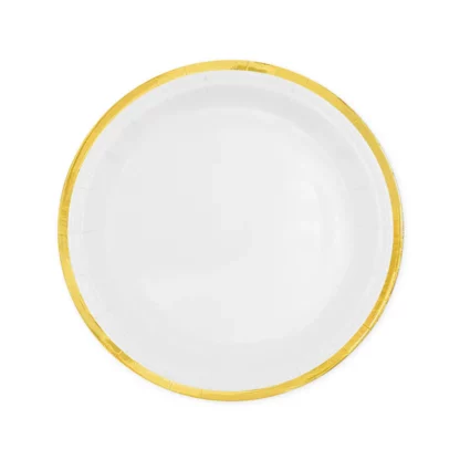 TALERZYKI BIAŁE ZŁOTY PASEK 18cm 6szt