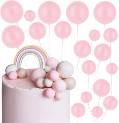 TOPPERY NA TORT KULE JASNY RÓŻ MAT 20szt