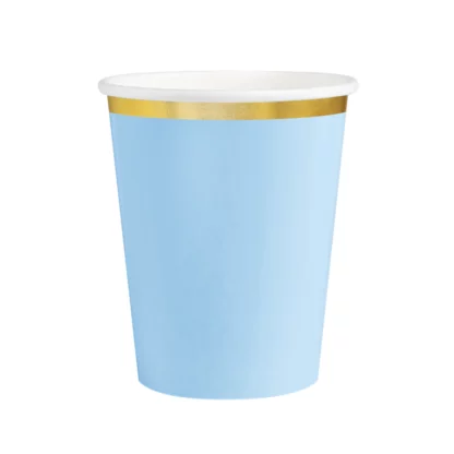 KUBECZKI NIEBIESKIE ZŁOTY PASEK 220ml 6szt