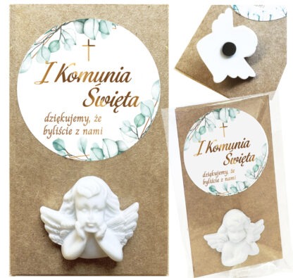 PODZIĘKOWANIE KOMUNIJNE DLA GOŚCI: MAGNES ANIOŁEK / wzór: BOHO KRAFT