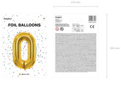 BALON FOLIOWY CYFRA 0 ZŁOTY 86cm - obrazek 3