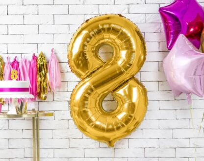 BALON FOLIOWY CYFRA 8 ZŁOTY 86cm - obrazek 2