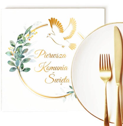 SERWETKI KOMUNIA GOŁĄB BOHO 20szt