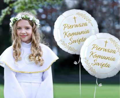 BALON FOLIOWY KOŁO KOMUNIA ŚWIĘTA KŁOSY 45cm - obrazek 2