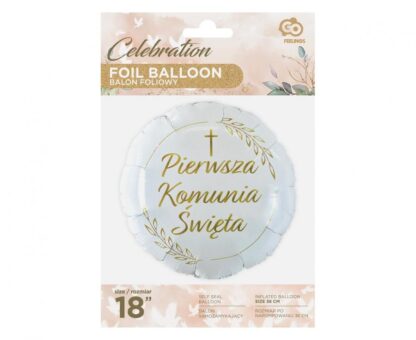 BALON FOLIOWY KOŁO KOMUNIA ŚWIĘTA KŁOSY 45cm - obrazek 3