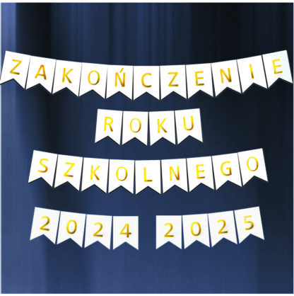 BANER NAPIS ZAKOŃCZENIE ROKU SZKOLNEGO 2024 2025 / kolor: BIAŁY-ZŁOTY