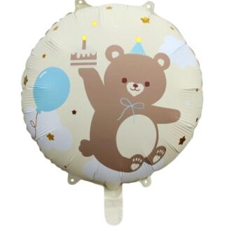 BALON FOLIOWY KOŁO MIŚ BEŻ 45cm