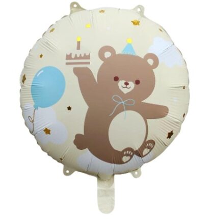 BALON FOLIOWY KOŁO MIŚ BEŻ 45cm