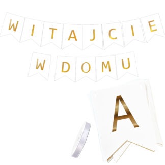 BANER NAPIS WITAJCIE W DOMU / kolor: BIAŁO-ZŁOTY