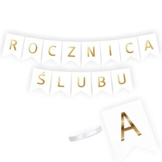 BANER NAPIS ROCZNICA ŚLUBU / kolor: BIAŁO - ZŁOTY
