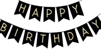 GIRLANDA BALONOWA HAPPY BIRTHADY NA 60-tkę CZARNO - ZŁOTA CHROMOWA - obrazek 5