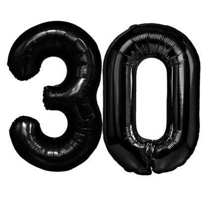 GIRLANDA BALONOWA HAPPY BIRTHADY NA 30-tkę CZARNO - ZŁOTA CHROMOWA - obrazek 6