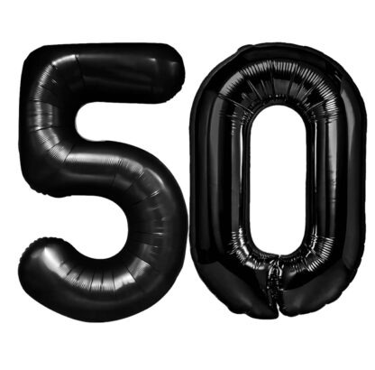 GIRLANDA BALONOWA HAPPY BIRTHADY NA 50-tkę CZARNO - ZŁOTA CHROMOWA - obrazek 6