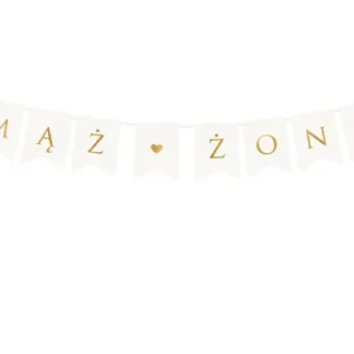 BANER MĄŻ+ŻONA BIAŁO-ZŁOTY