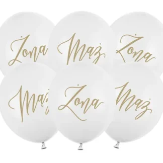 BALONY MĄŻ+ŻONA BI/ZŁ 6szt