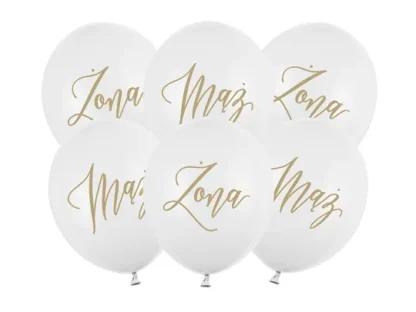 BALONY MĄŻ+ŻONA BI/ZŁ 6szt