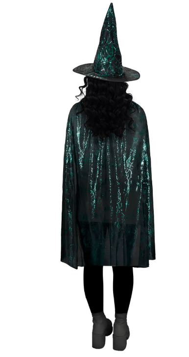 ZESTAW CZAROWNICA ZIELONA KAPELUSZ PELERYNA - obrazek 3