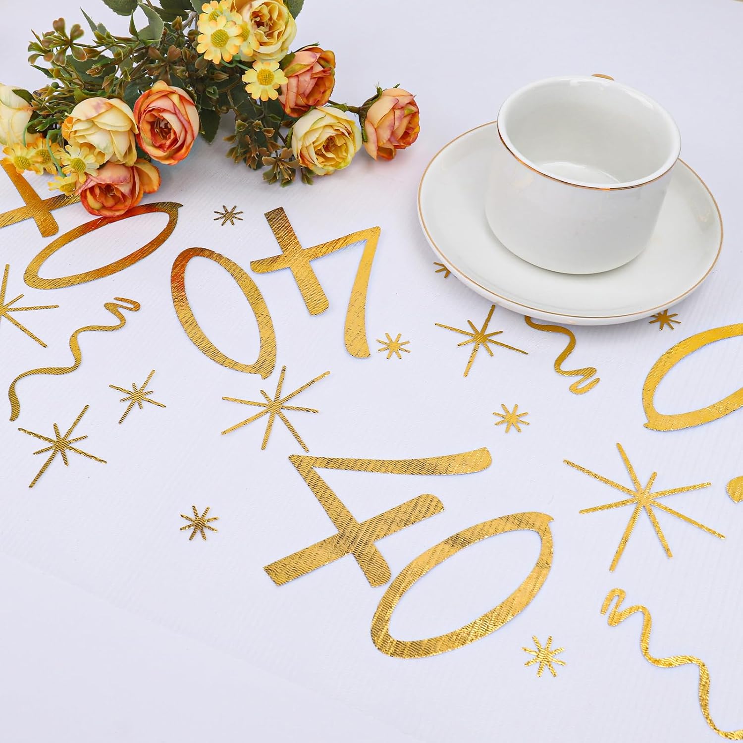 BIEŻNIK ORGANZA ZŁOTA 40 URODZINY 28x275cm