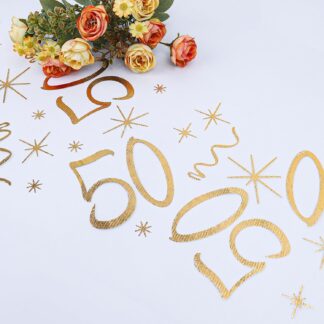 BIEŻNIK ORGANZA ZŁOTA 50 URODZINY 28x275cm