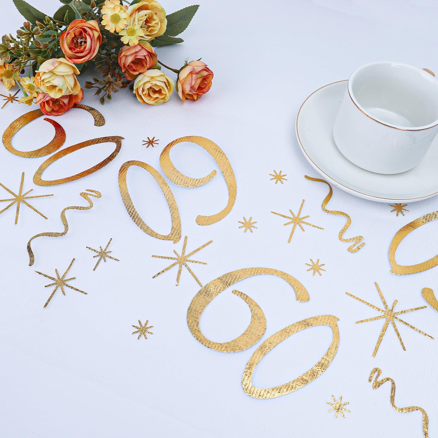 BIEŻNIK ORGANZA ZŁOTA 60 URODZINY 28x275cm