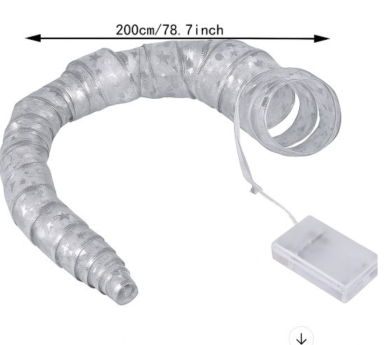TAŚMA ORGANZA NA CHOINKĘ LAMPKI LED SREBRNE - obrazek 3