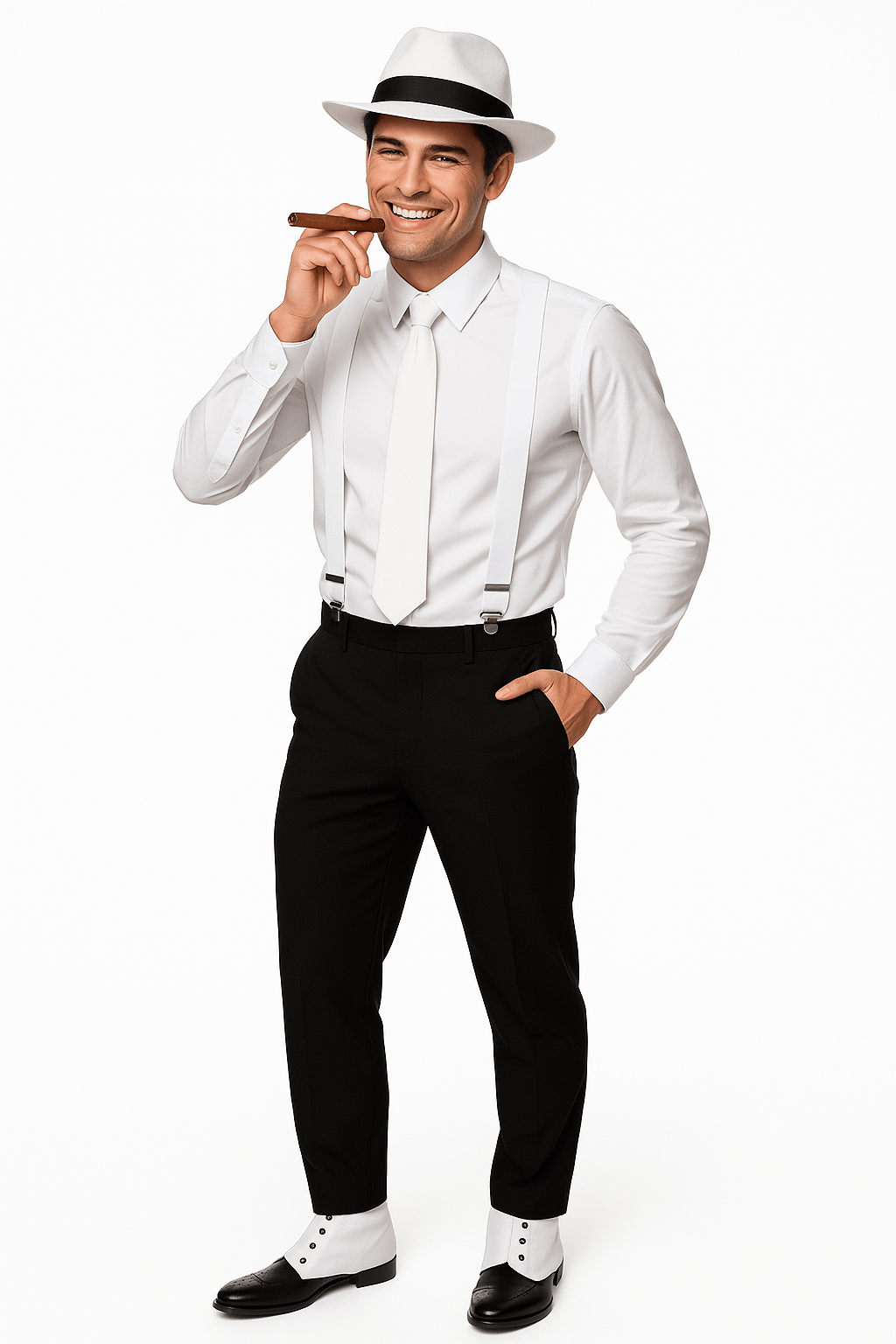 ZESTAW MĘSKI RETRO BIAŁY - obrazek 2