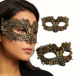 MASKA WENECKA CZARNO ZŁOTA