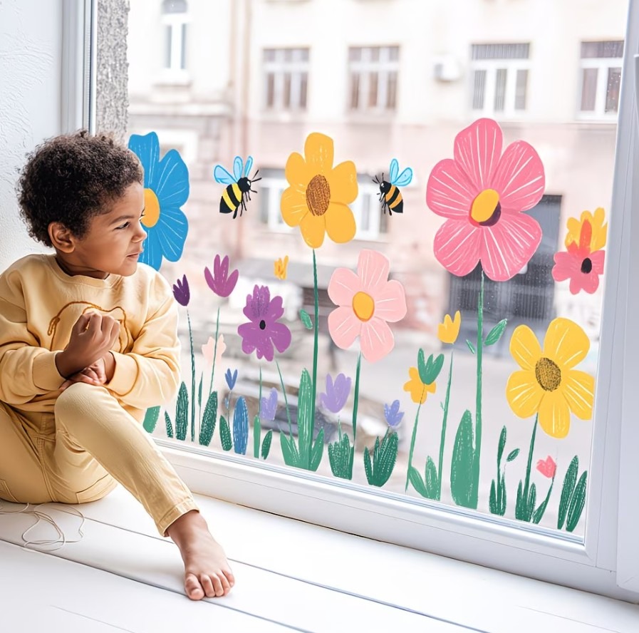 NAKLEJKI NA OKNO KWIATKI WIOSNA 30x60cm - obrazek 2