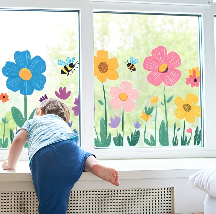 NAKLEJKI NA OKNO KWIATKI WIOSNA 30x60cm - obrazek 3