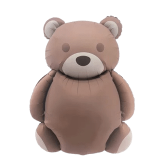 BALON FOLIOWY MIŚ PASTEL BRĄZ 65×89 cm