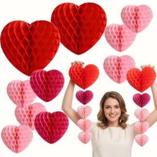 SERCA 3D BIBUŁOWE CZERWONE RÓŻOWE 10szt