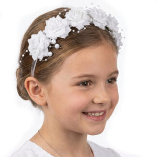 OPASKA KOMUNIJNA BIAŁE KWIATKI PEREŁKI