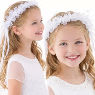 OPASKA KOMUNIJNA BIAŁE KWIATKI PEREŁKI