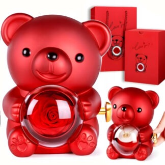 PUDEŁKO NA BIŻUTERIĘ  MIŚ Z RÓŻĄ